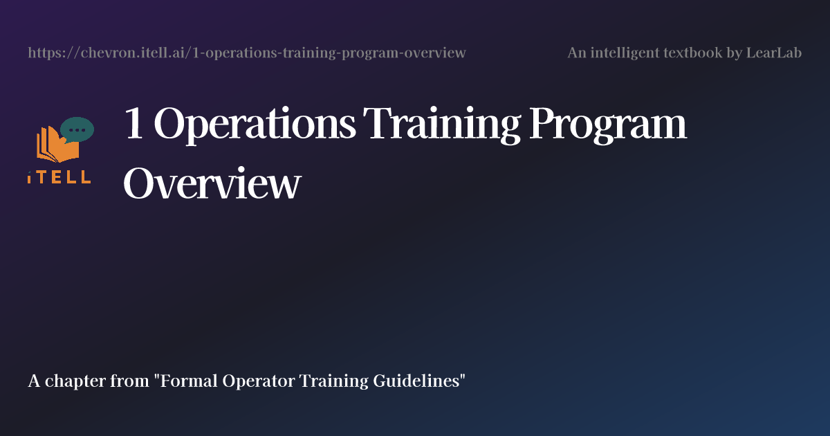 1 Operations Training Program Overview | Formal Operator Training ...